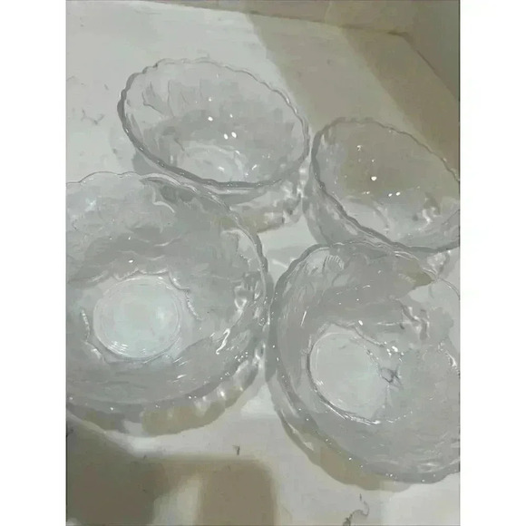 Glass Bowls with Frosted Etched Roses,vintage - Picture 5 of 10